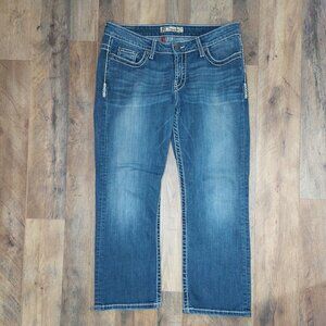 BKE Payton Straight Jeans Womens 33W X 24L Blue Low Rise 8.5"Cotton Stretch Dark